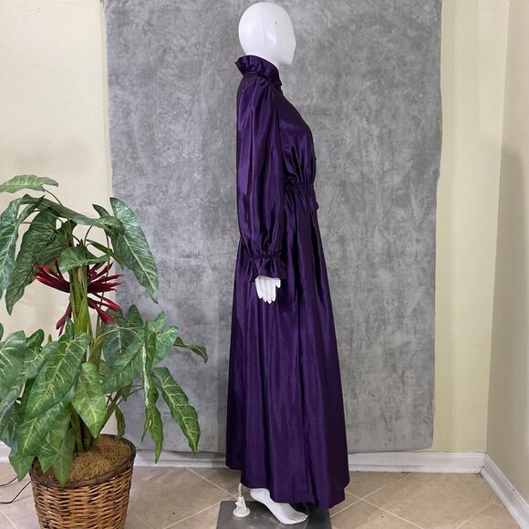 Donna Richard Gilligan & O’Malley Maxi Robe Women’s M purple Ruffle USA witchy - Picture 2 of 10